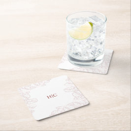 Porta-copo De Papel Quadrado Anthurium Initials Coaster