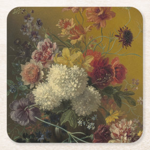 Porta-copo De Papel Quadrado Antigo Mestre Holandês Floral Georgius van Os 1820