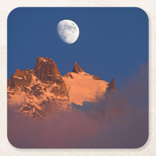 Porta-copo De Papel Quadrado Ao Nascer do Sol Aiguille du Plan Chamonix, Fran