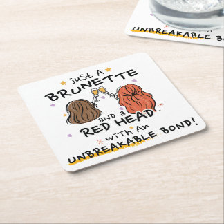 Porta-copo De Papel Quadrado "Apenas um Brunette e uma Porta copos Vermelha"