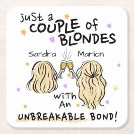 Porta-copo De Papel Quadrado "Apenas um casal de loiras" Nome personalizado, Po