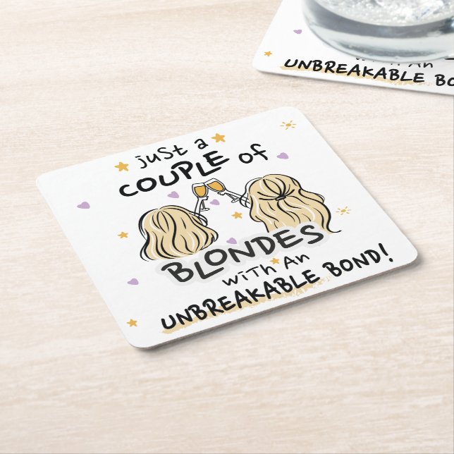 Porta-copo De Papel Quadrado "Apenas um casal de loiras" Porta copos (Inclinado)