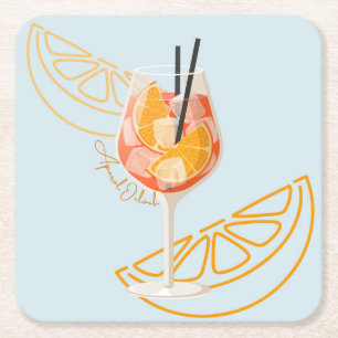 Porta-copo De Papel Quadrado Aperol O'Clock