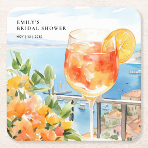 Porta-copo De Papel Quadrado Aperol Spritz Amalfi Chá de Noiva