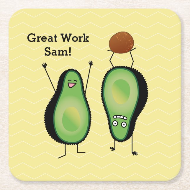 Porta-copo De Papel Quadrado aplausos engraçada do Avocado fica verde (Frente)