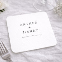 Apoio de papel de casamento preto e branco serif m