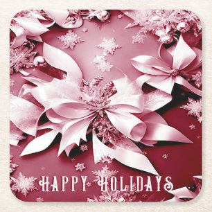 Porta-copo De Papel Quadrado Apoio de papel vermelho floral para o Natal