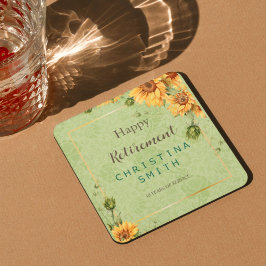 Porta-copo De Papel Quadrado Aposentação da Aquarela de Sunflower Vintage Garde