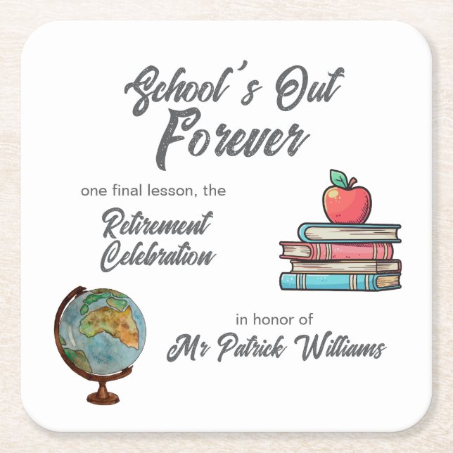 Porta-copo De Papel Quadrado Aposentação de Professores Clássico Nostálgico Col (Frente)