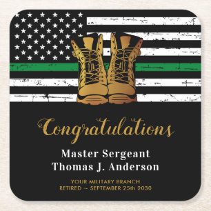Porta-copo De Papel Quadrado Aposentadoria Soldado de Bandeira Verde Fino Milit