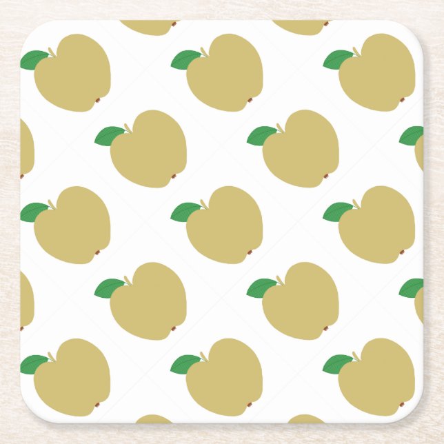 Porta-copo De Papel Quadrado Apple ouro (Frente)