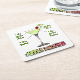 Porta-copo De Papel Quadrado Appletini aka Apple Martini Receita de Coquetel Ar