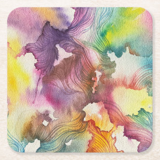 Porta-copo De Papel Quadrado Aquarela Abstrata 