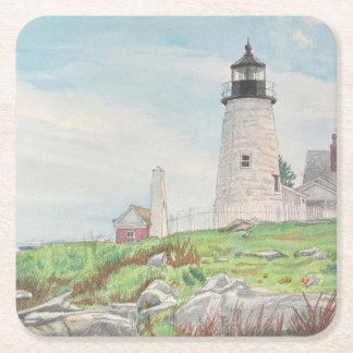 Porta-copo De Papel Quadrado Aquarela do Ponto de Pemaquid