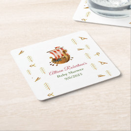 Porta-copo De Papel Quadrado Aquarela É um Chá de fraldas do partido Boy Viking