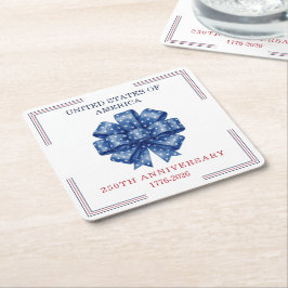 Porta-copo De Papel Quadrado Aquarela Elegante do 250º Aniversário da América