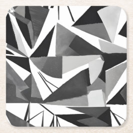 Porta-copo De Papel Quadrado Aquarela Geométrica Moderna Abstrata Preto e Branc