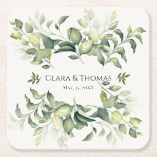 Porta-copo De Papel Quadrado Aquarela Verde Elegante Portas copos de Papel de