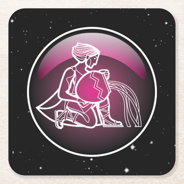 Porta-copo De Papel Quadrado Aquário Puro Zodiac (Frente)