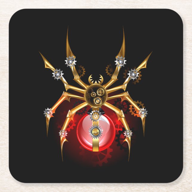 Porta-copo De Papel Quadrado Aranha-do-galo em preto (Frente)