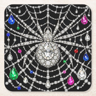 Porta-copo De Papel Quadrado Aranha Glamourosa Desenho de Diamante Cheio de Joi
