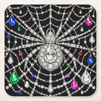 Porta-copo De Papel Quadrado Aranha Glamourosa Desenho de Diamante Cheio de Joi