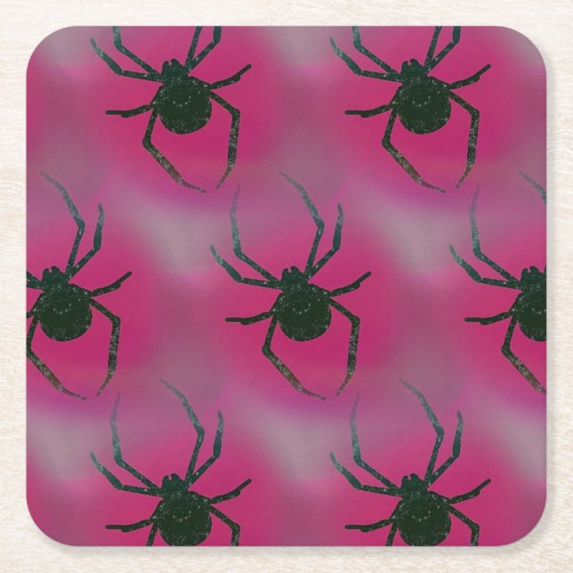 Porta-copo De Papel Quadrado Aranhas A Rosa (Frente)