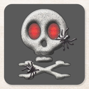 Porta-copo De Papel Quadrado Aranhas-do-crânio assustadoras do Halloween