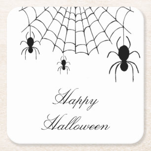 Porta-copo De Papel Quadrado Aranhas do Halloween Cute Gótico Preto Branco