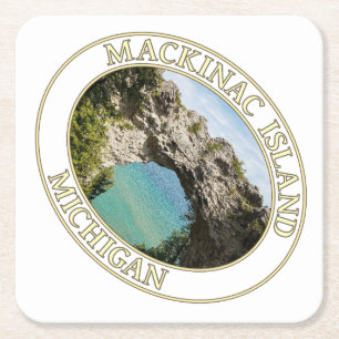 Porta-copo De Papel Quadrado Arch Rock na Ilha Mackinac em Michigan