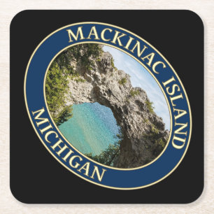 Porta-copo De Papel Quadrado Arch Rock na Ilha Mackinac, Michigan