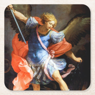 Porta-copo De Papel Quadrado Archangel Michael trSample Satã Guido Reni