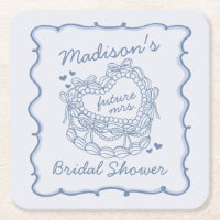 Arco Azul Retrô Coração Coquette Bolo Chá de Noiva