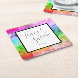 Porta-copo De Papel Quadrado Arco-íris Álcool Cinta d'Água