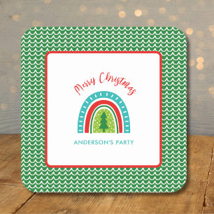 Porta-copo De Papel Quadrado Arco-íris de Natal personalizado