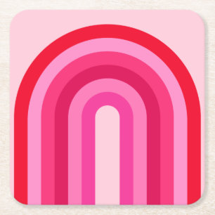 Porta-copo De Papel Quadrado Arco-Íris Retroativo, Rosa E Vermelho