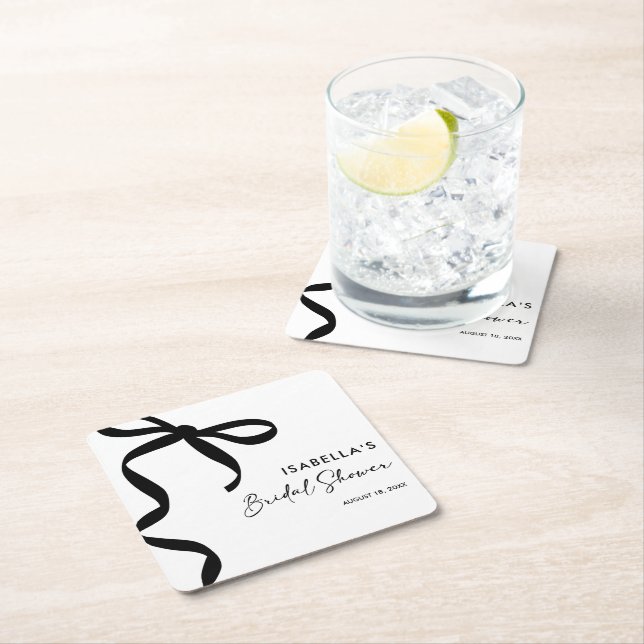 Porta-copo De Papel Quadrado Arco Preto, ela é Chá de panela de Casando (Insitu)