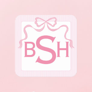 Porta-copo De Papel Quadrado Arco Rosa Monograma, Fita Personalizada