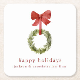 Porta-copo De Papel Quadrado Arco Vermelho de Wreath de Natal Scandi