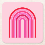 Porta-copo De Papel Quadrado Arco Vermelho E Pink Do Arco-Íris Retroativo<br><div class="desc">Abstrato Retro Arco-Íris - Rosa E Vermelho.</div>
