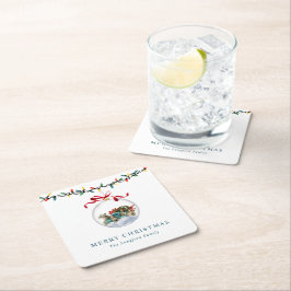 Porta-copo De Papel Quadrado Arco Vermelho Elegante Feliz Natal