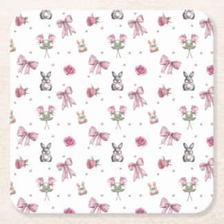 Porta-copo De Papel Quadrado Arcos, coelhos e flores