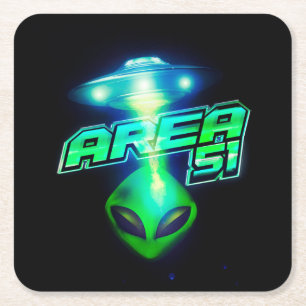 Porta-copo De Papel Quadrado Área Legal 51 Nave Espacial Alienígena