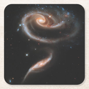 Porta-copo De Papel Quadrado Arp 273 Interagindo Galáxias Em Andromeda.