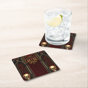 Porta-copo De Papel Quadrado Arqueiro Gótico com Skulls.