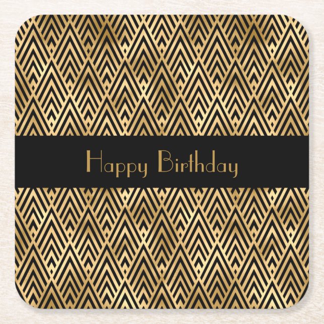 Porta-copo De Papel Quadrado Art Deco Geométrico Personalizável (Frente)