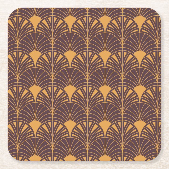 Porta-copo De Papel Quadrado Art Deco pattern with fan-shaped motifs  (Frente)