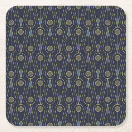 Porta-copo De Papel Quadrado Art Deco pattern with geometric shapes in gold