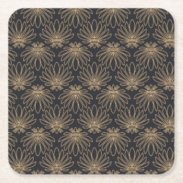 Porta-copo De Papel Quadrado Art Deco pattern with gold floral motifs 