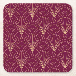 Porta-copo De Papel Quadrado Art Deco pattern with gold geometric fan motifs 